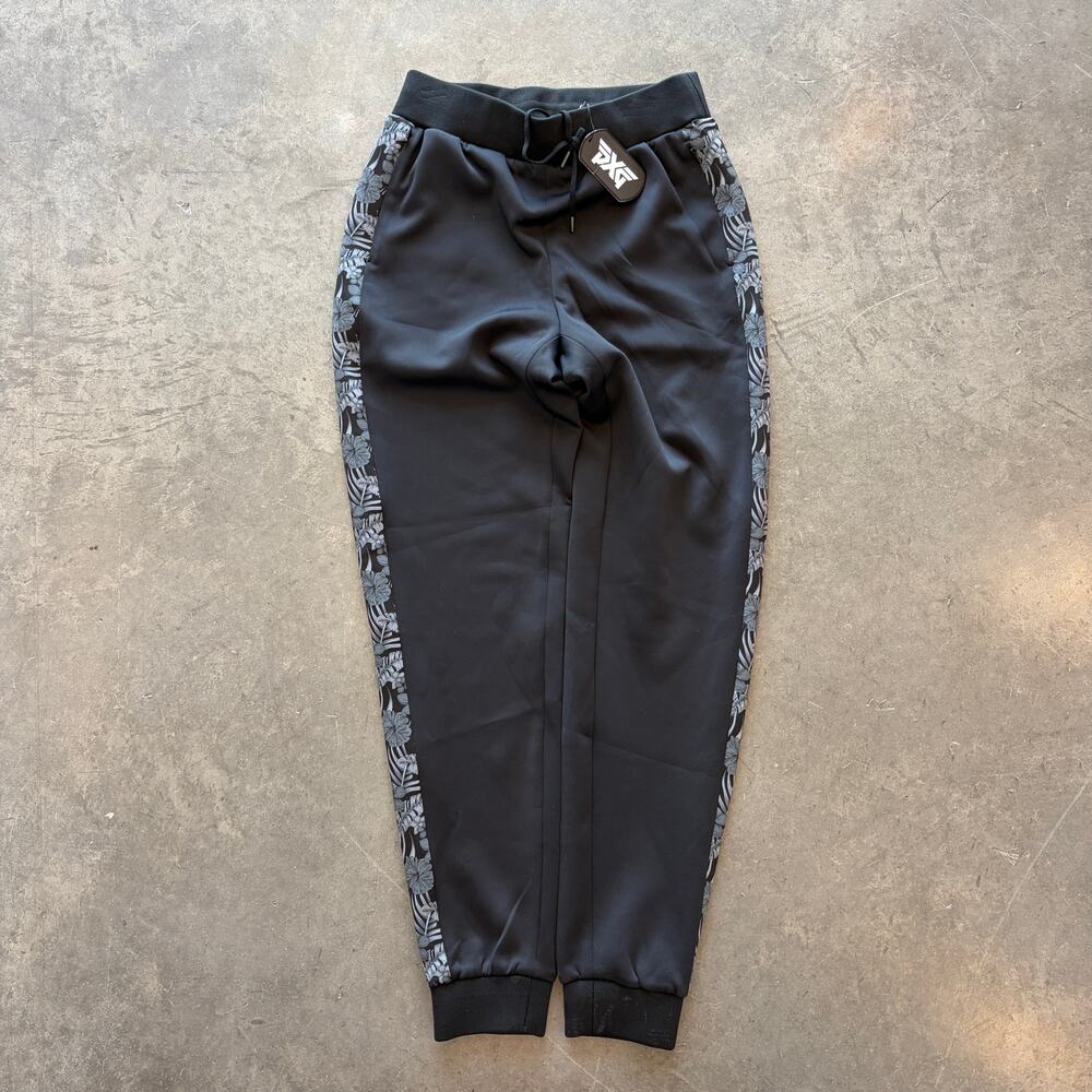 PXG Aloha Black Floral Drawstring Jogger Golf Athletic Pants Women's XS NWT